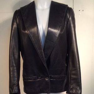 Classic Black Leather Blazer Jacket - Women's Leather Jacket